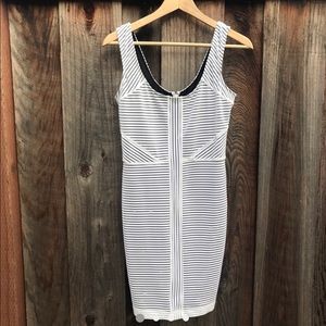 Guess white striped body con dress - size S
